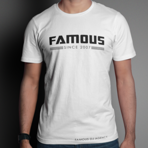 Famous Since 2007 t-shirt mockup_gray background