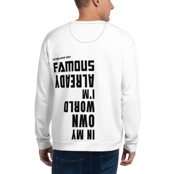 Famous World White Unisex Sweatshirt - Image 6