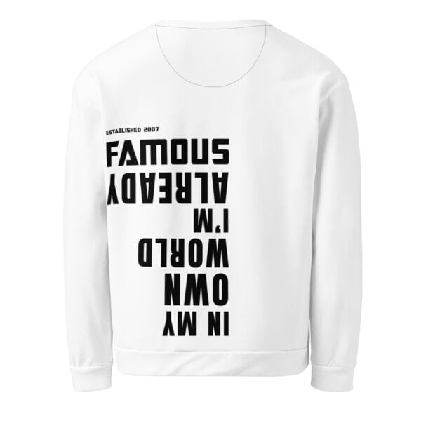 Famous World White Unisex Sweatshirt - Image 2