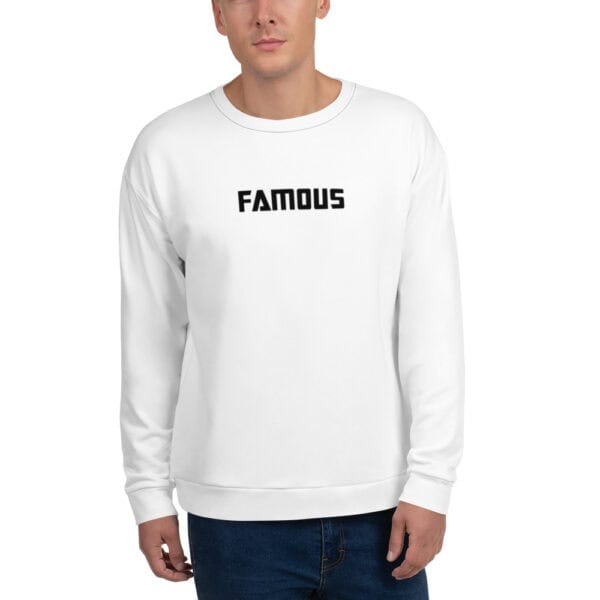 Famous World White Unisex Sweatshirt - Image 5