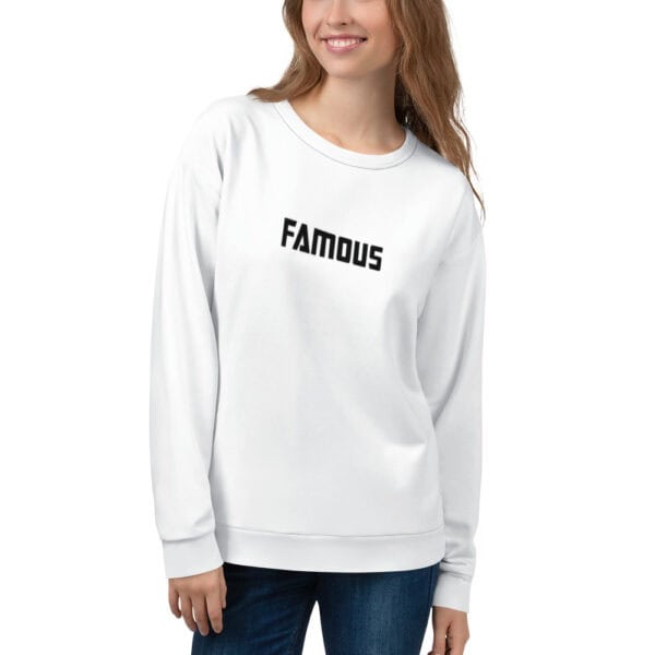 Famous World White Unisex Sweatshirt - Image 13