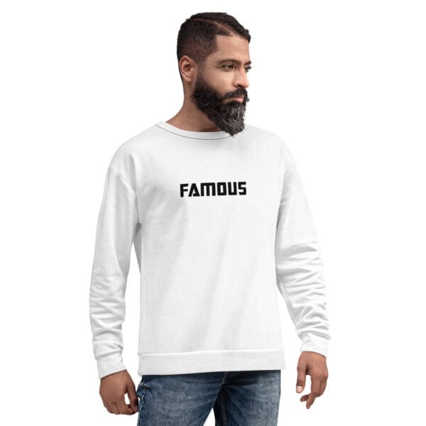 Famous World White Unisex Sweatshirt - Image 9