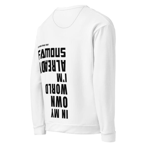 Famous World White Unisex Sweatshirt - Image 4