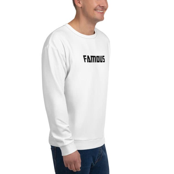 Famous World White Unisex Sweatshirt - Image 7
