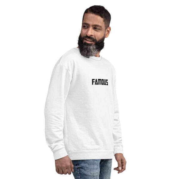 Famous World White Unisex Sweatshirt - Image 11